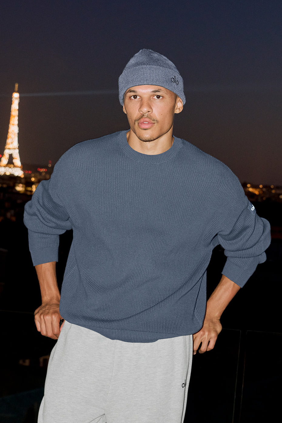 Domain Rib Knit Crew Sweater - Bluestone — photo 1