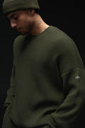 Domain Rib Knit Crew Sweater - Green Olive — photo 1