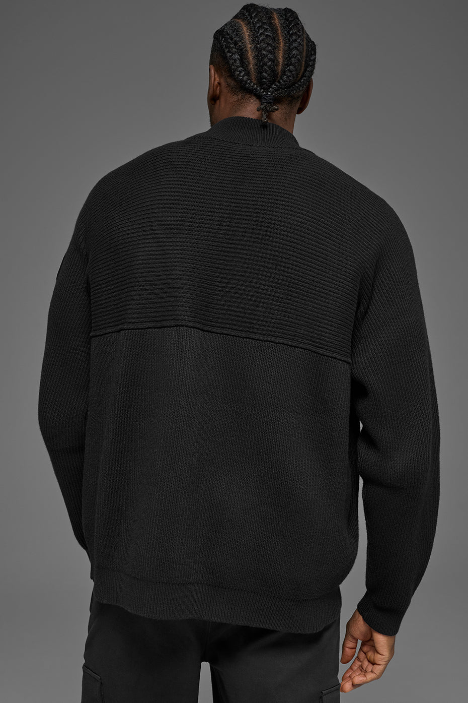 Domain Shift Rib Knit 1/4 Zip Sweater - Black — photo 4