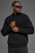 Domain Shift Rib Knit 1/4 Zip Sweater - Black — photo 1