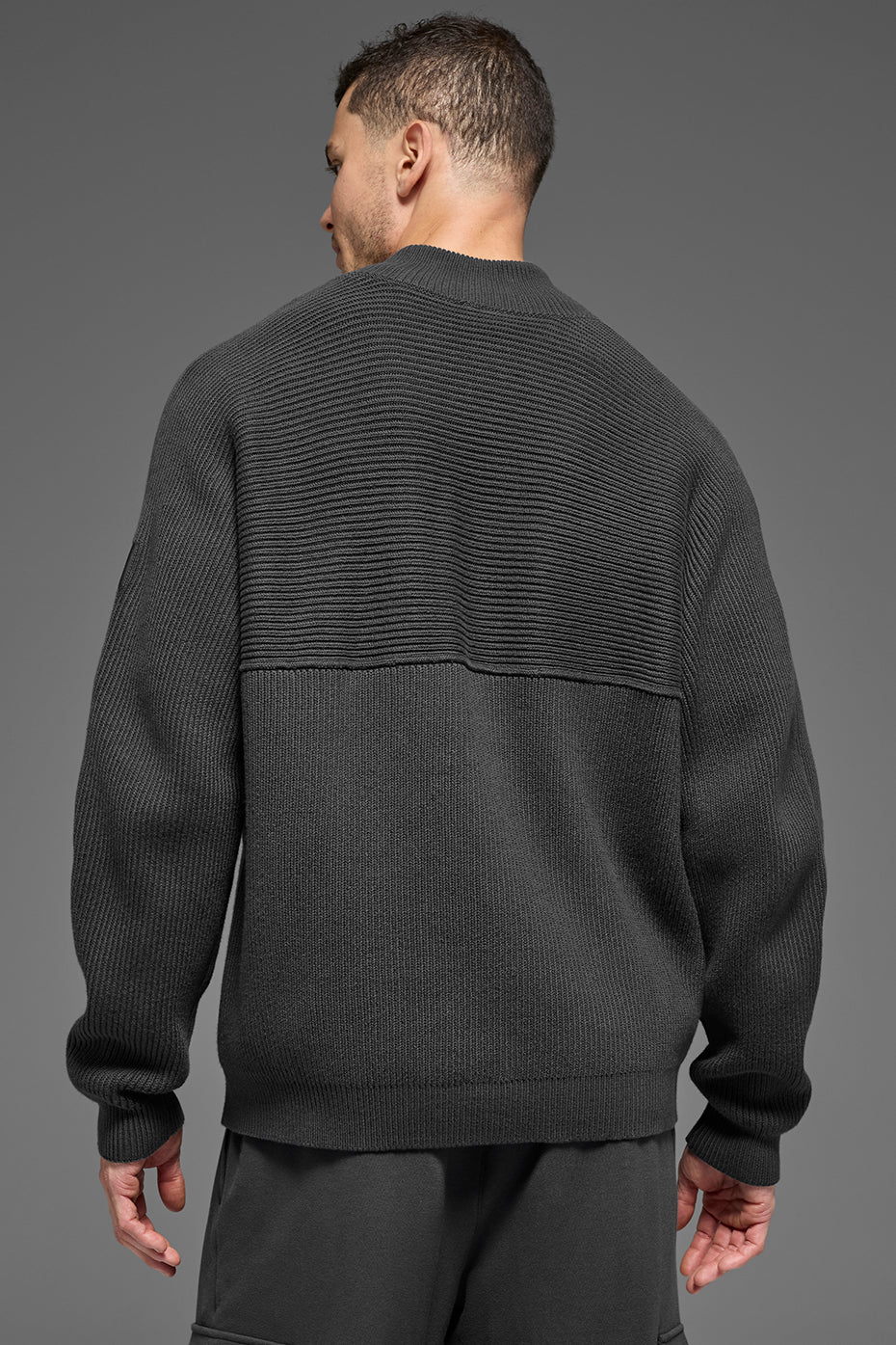 Domain Shift Rib Knit 1/4 Zip Sweater - Anthracite — photo 4