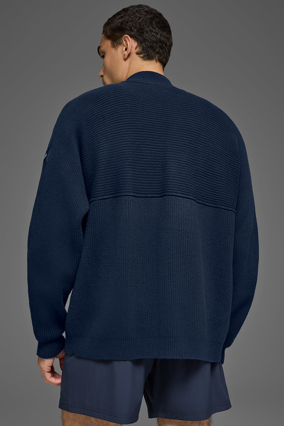 Domain Shift Rib Knit 1/4 Zip Sweater - Navy — photo 4