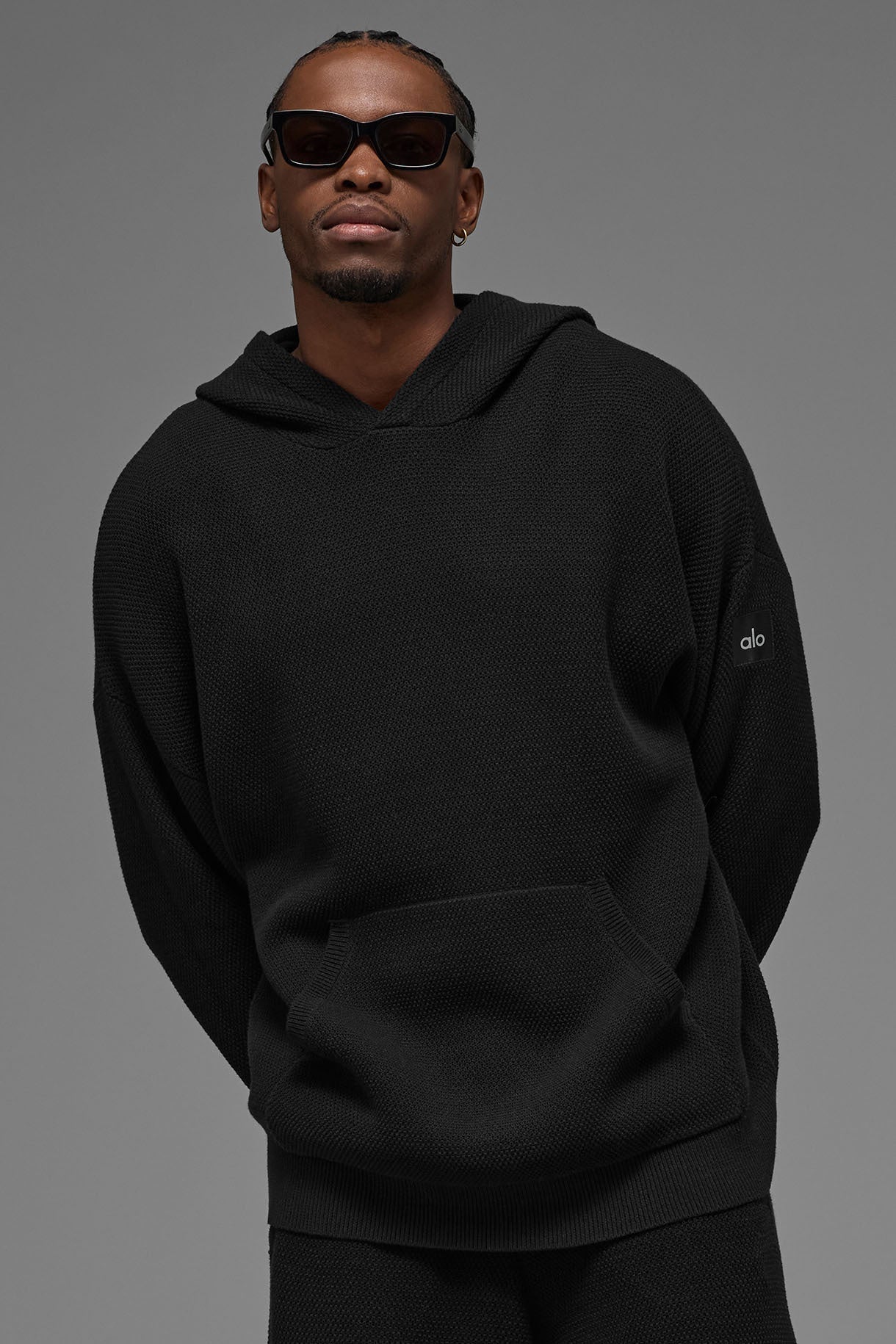 Sports Club Sweater Knit Hoodie - Black — photo 1