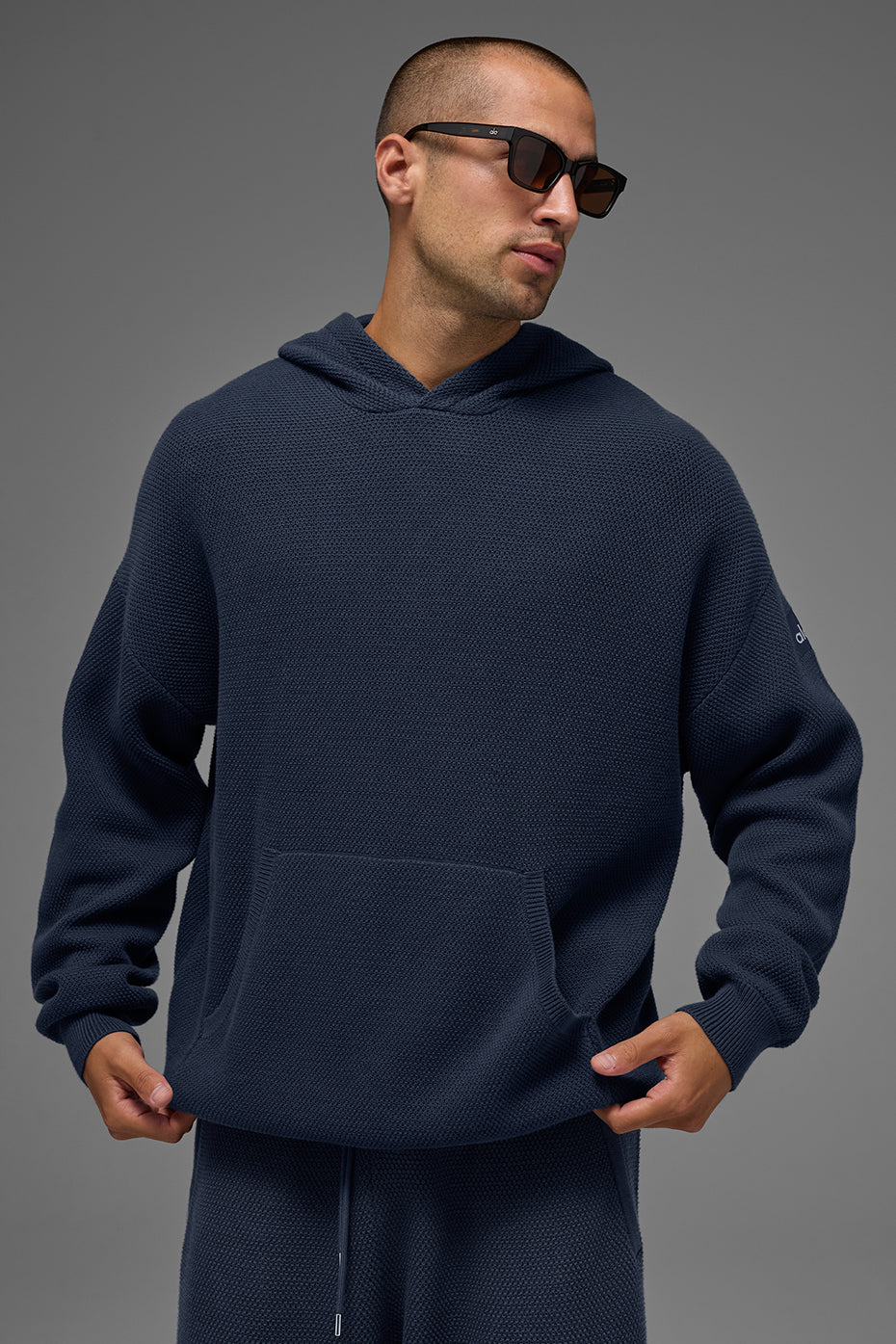 Sports Club Sweater Knit Hoodie - Navy — photo 1