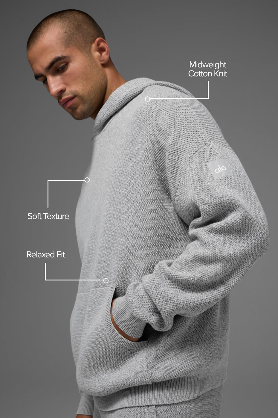 Sports Club Sweater Knit Hoodie - Athletic Heather Grey — photo 2