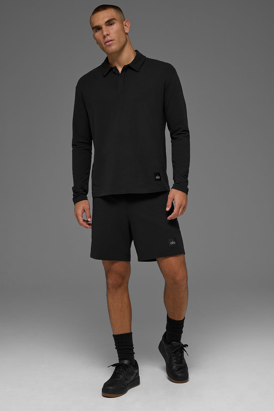 Double Take Long Sleeve Polo - Black — photo 5