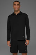 Double Take Long Sleeve Polo - Black — photo 1