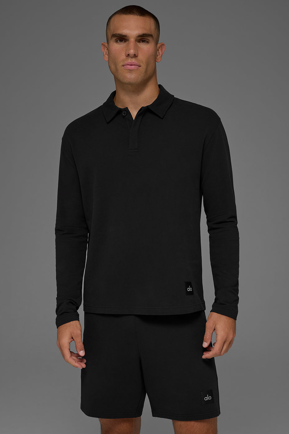 Double Take Long Sleeve Polo - Black — photo 1
