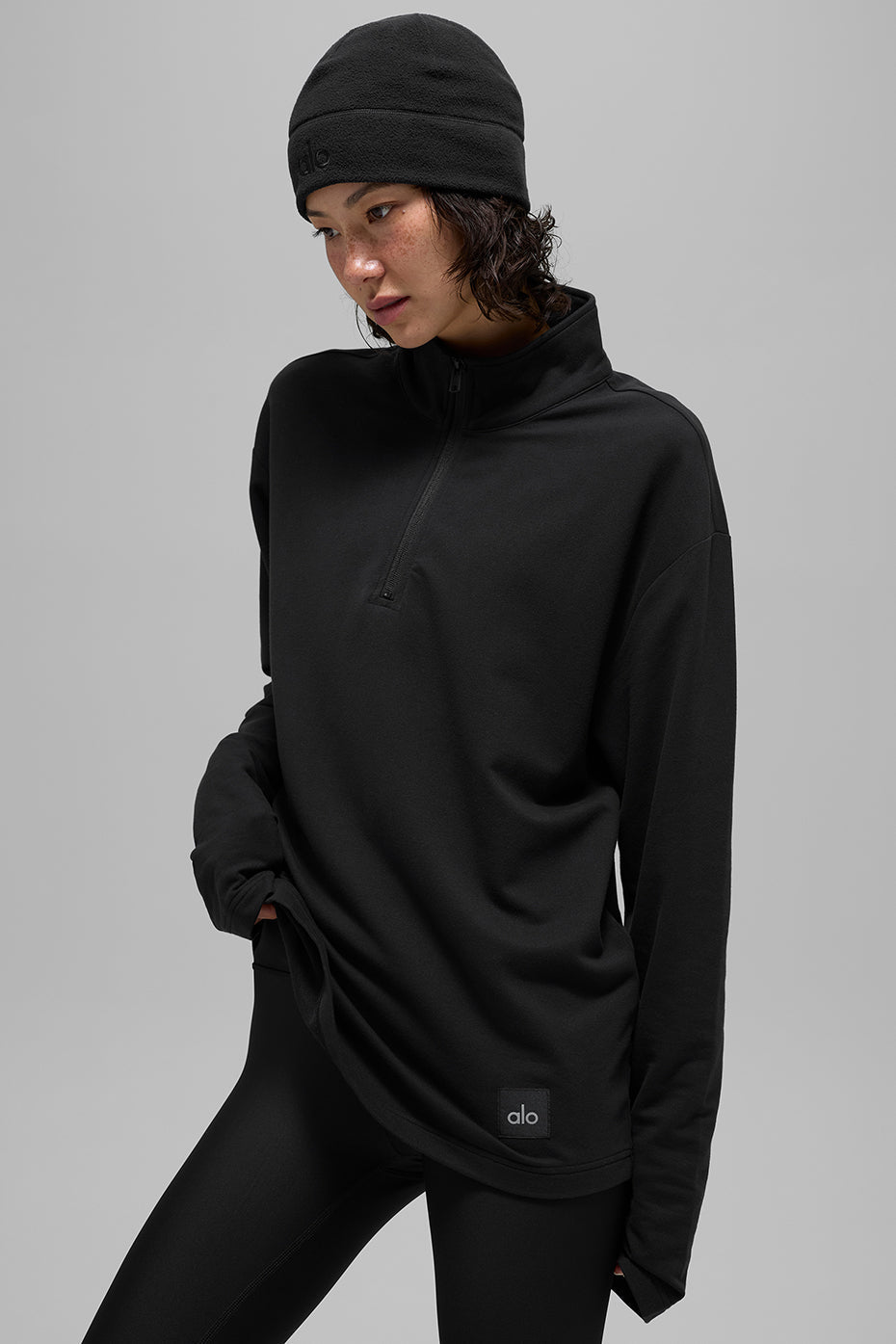 Double Take Long Sleeve 1/4 Zip - Black — photo 1
