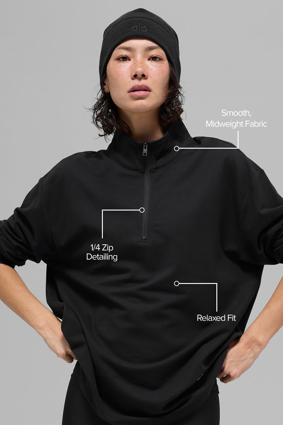 Double Take Long Sleeve 1/4 Zip - Black — photo 2
