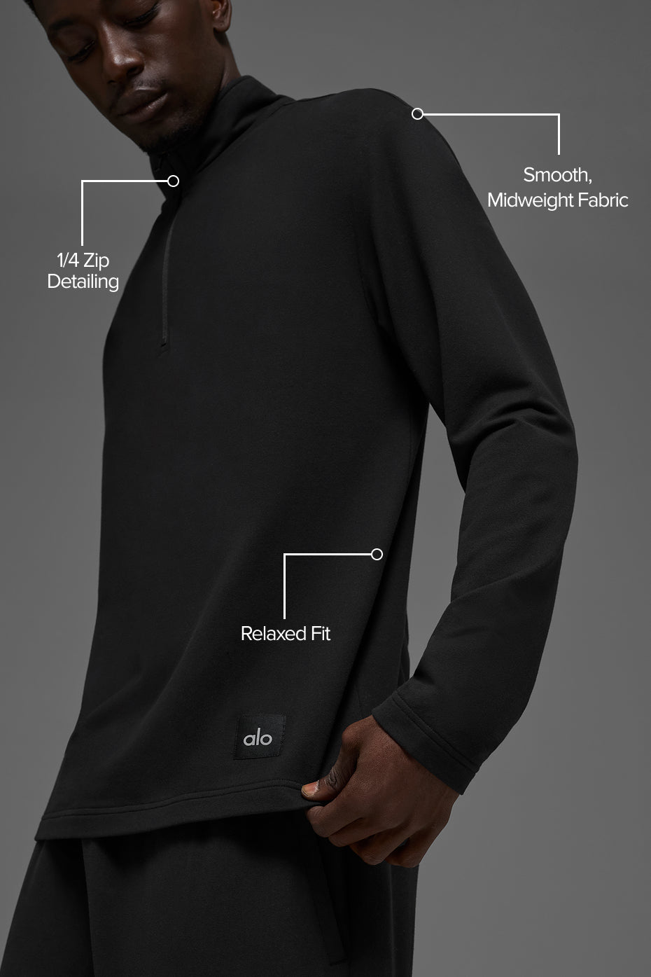 Double Take Long Sleeve 1/4 Zip - Black — photo 2