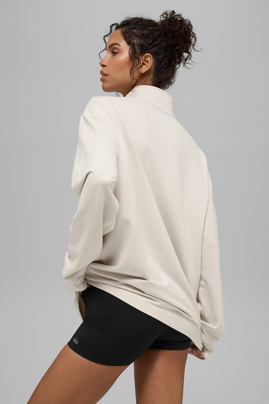 Double Take Long Sleeve 1/4 Zip - Bone — photo 3