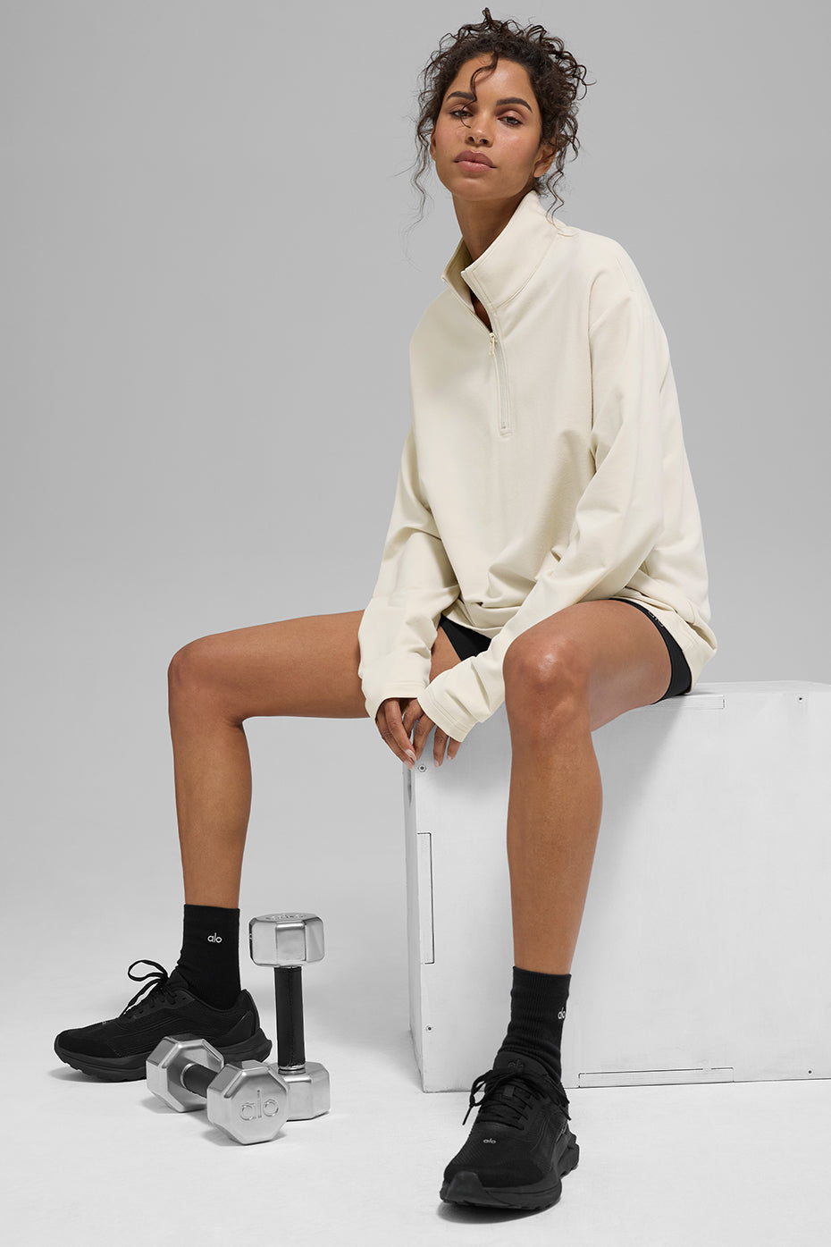 Double Take Long Sleeve 1/4 Zip - Bone — photo 5