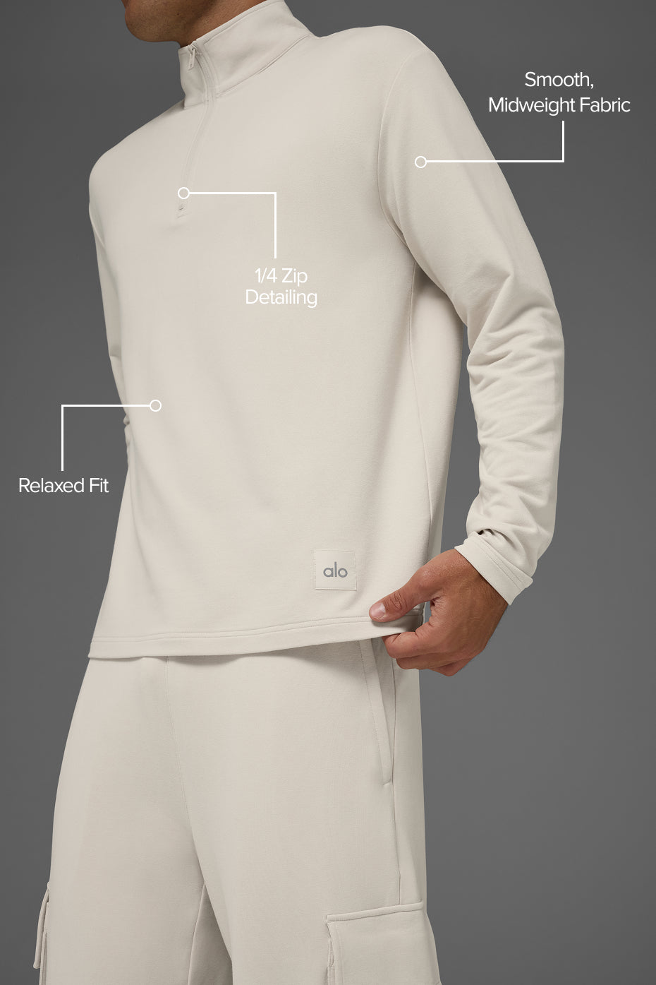 Double Take Long Sleeve 1/4 Zip - Bone — photo 2