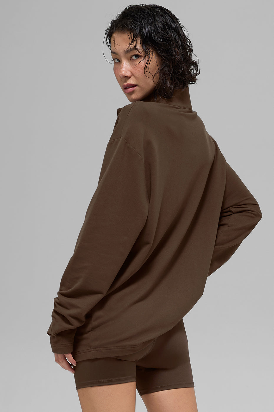 Double Take Long Sleeve 1/4 Zip - Espresso — photo 3