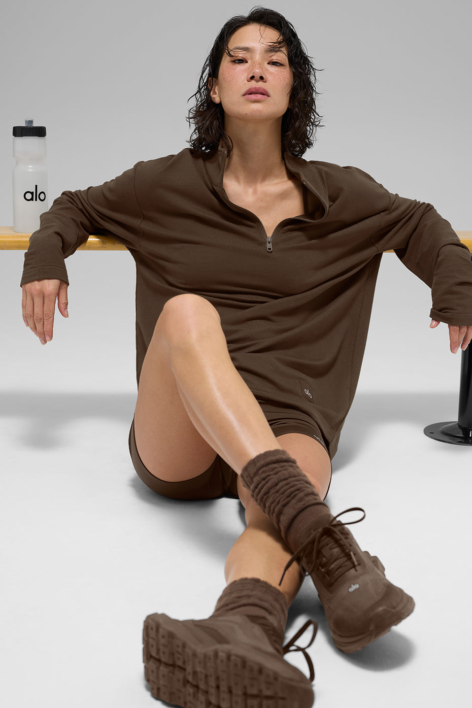 Double Take Long Sleeve 1/4 Zip - Espresso — photo 4