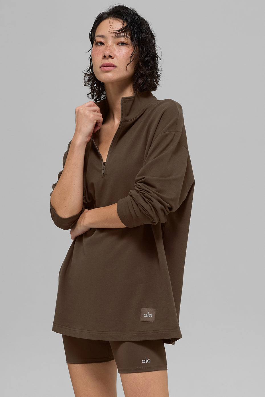 Double Take Long Sleeve 1/4 Zip - Espresso — photo 5