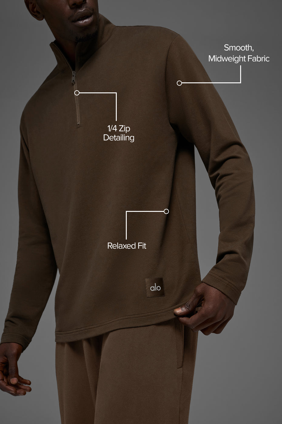 Double Take Long Sleeve 1/4 Zip - Espresso — photo 2