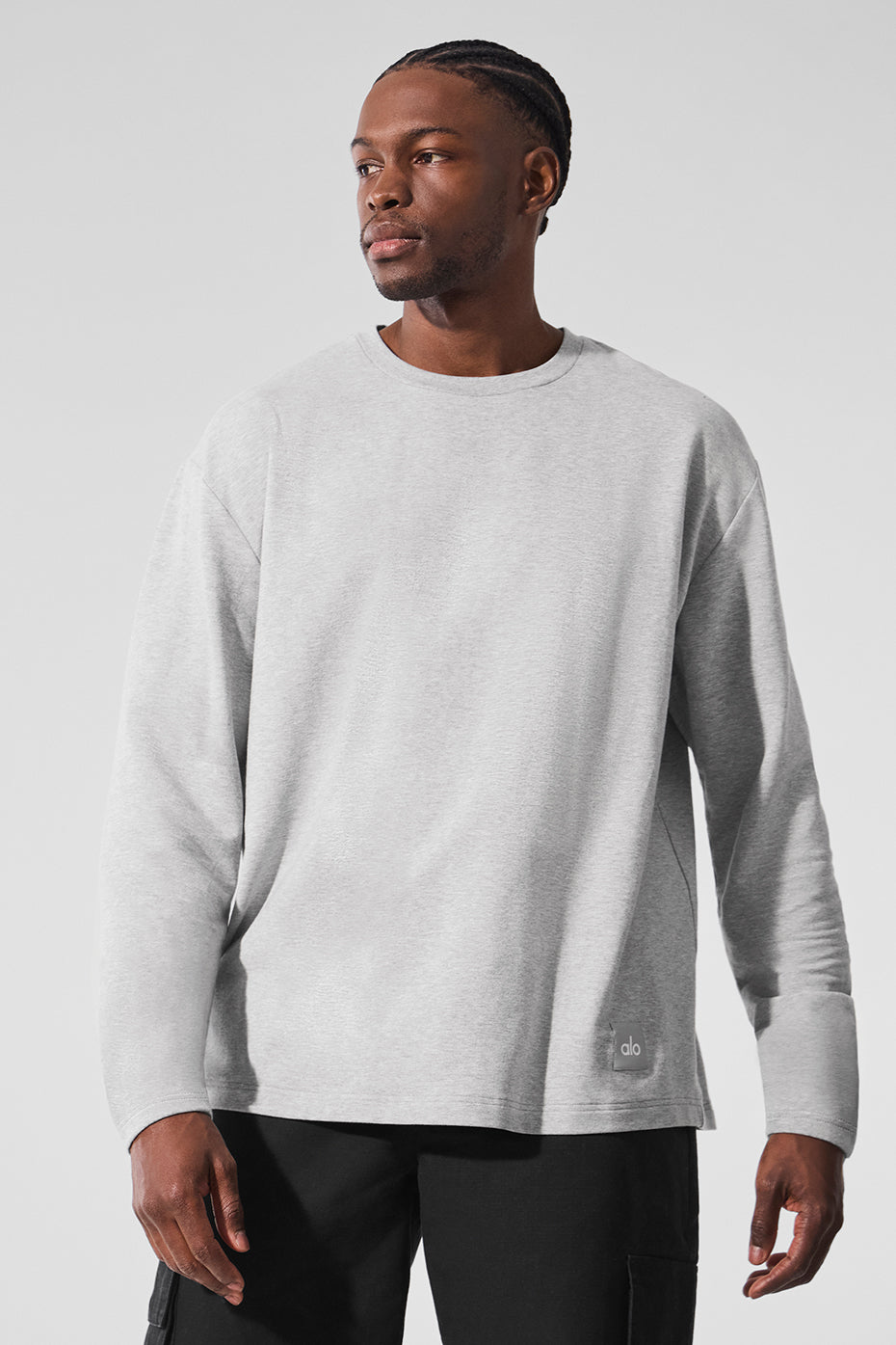 Double Take Long Sleeve Crew - Athletic Heather Grey — photo 4