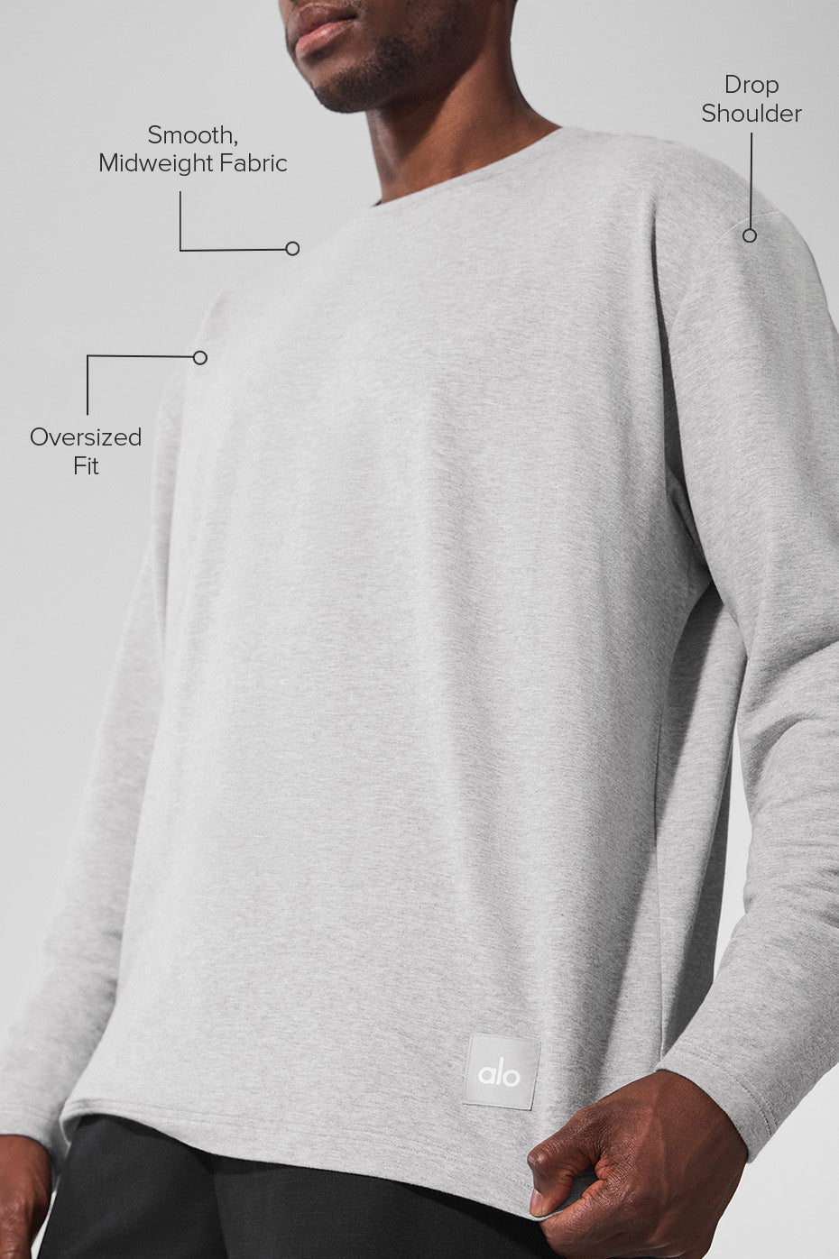 Double Take Long Sleeve Crew - Athletic Heather Grey — photo 2