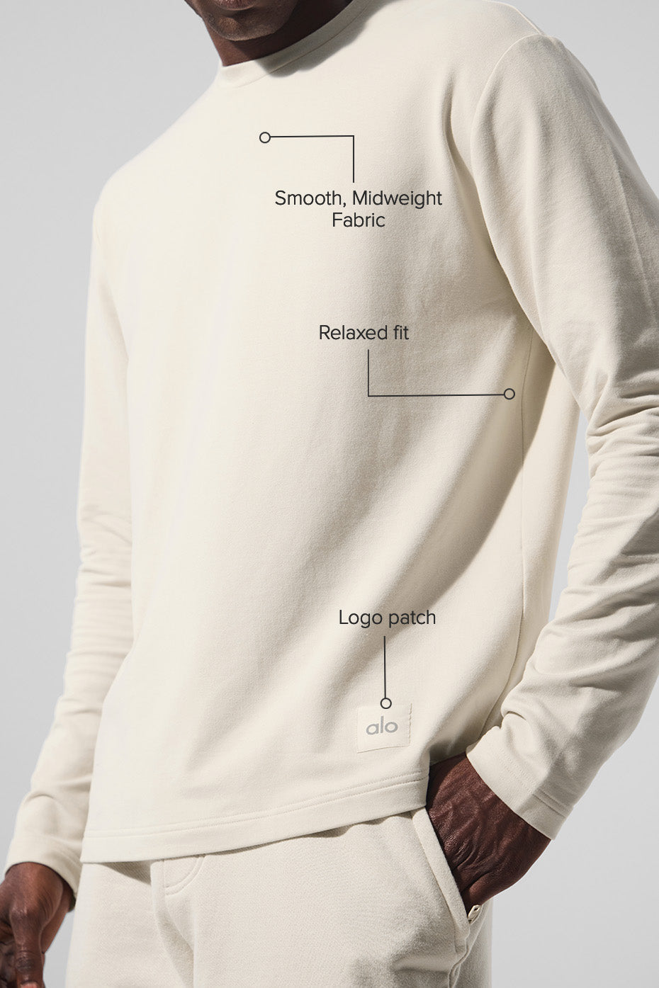 Double Take Long Sleeve Crew - Bone — photo 2