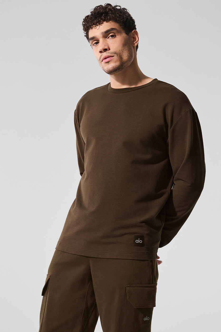 Double Take Long Sleeve Crew - Espresso — photo 1