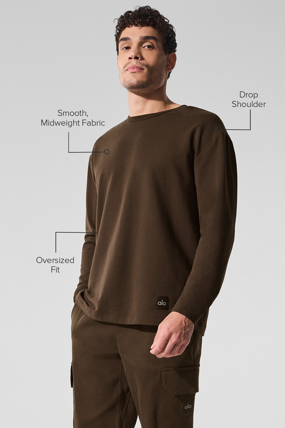 Double Take Long Sleeve Crew - Espresso — photo 2