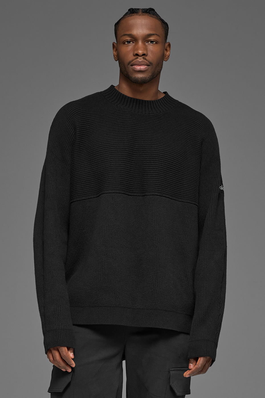 Domain Shift Rib Knit Sweater Crew - Black — photo 1