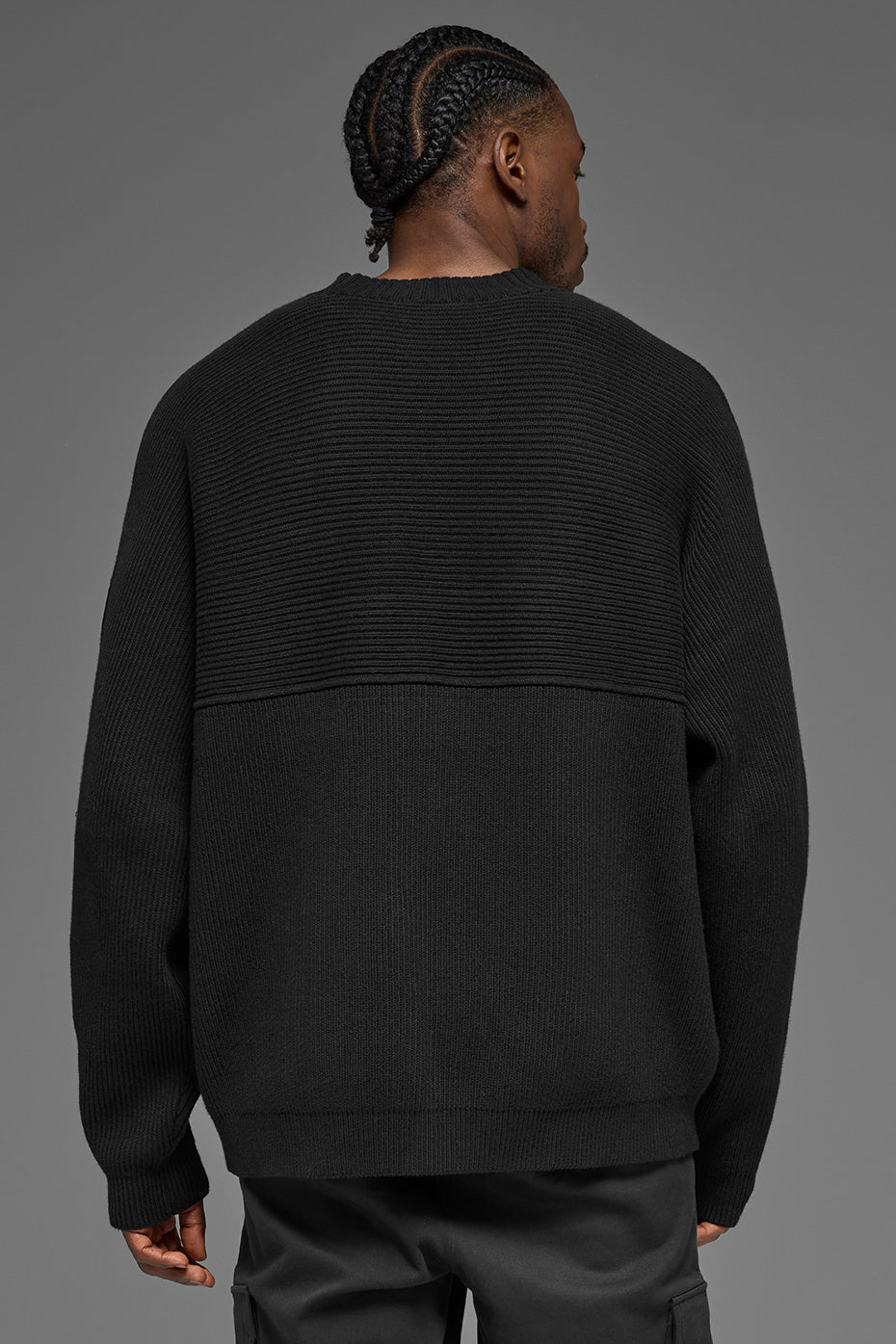 Domain Shift Rib Knit Sweater Crew - Black — photo 3