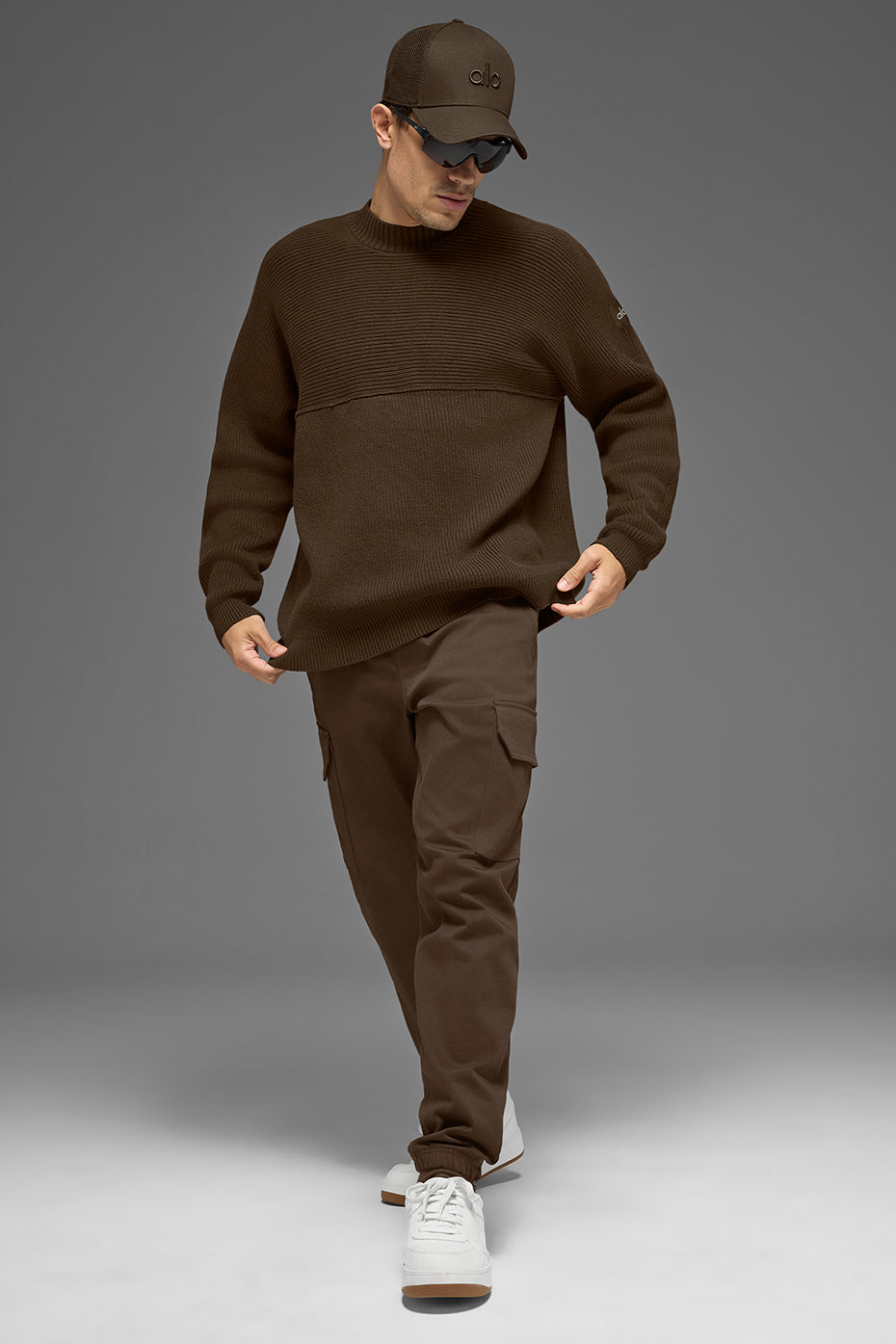 Domain Shift Rib Knit Sweater Crew - Espresso — photo 4