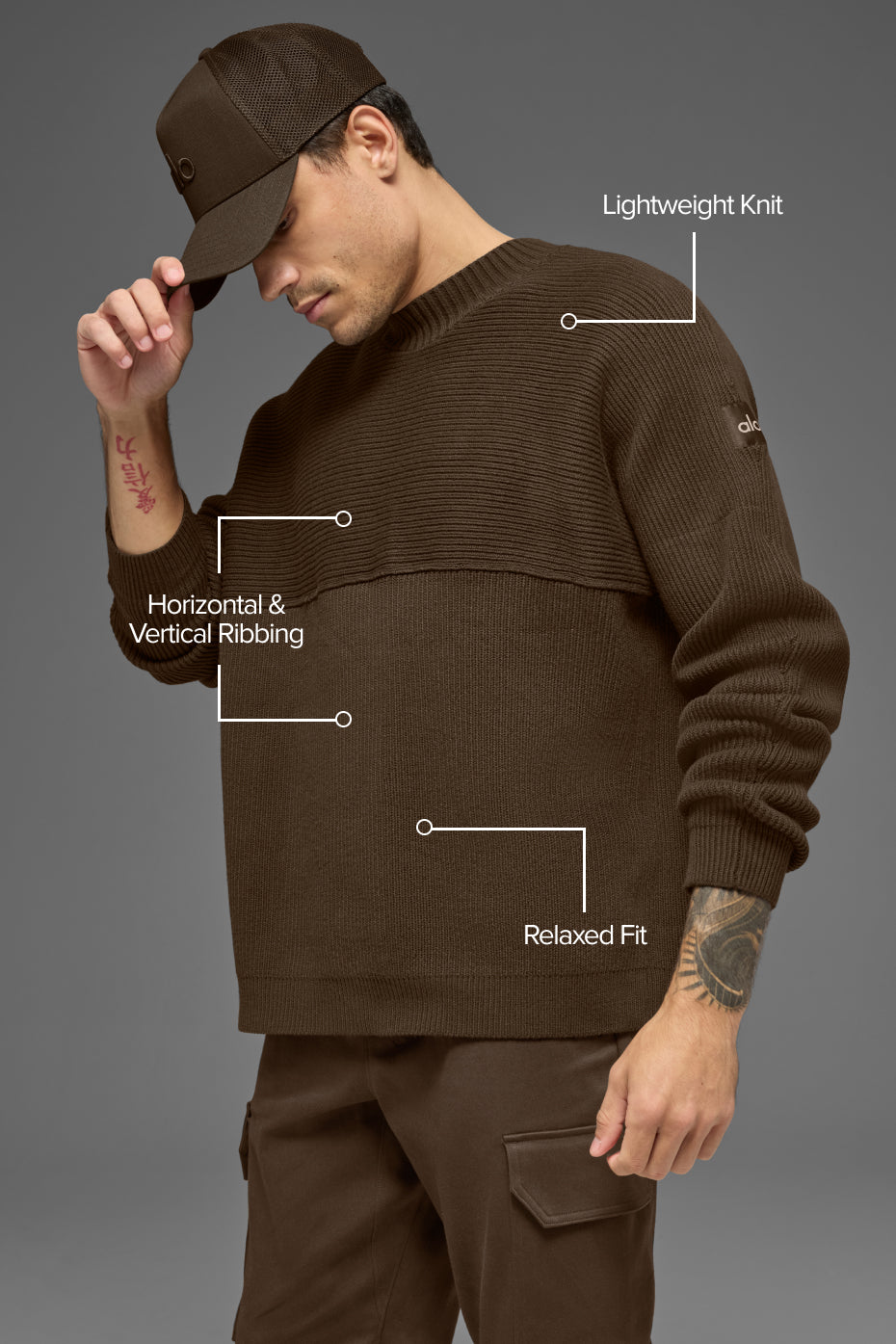 Domain Shift Rib Knit Sweater Crew - Espresso — photo 2