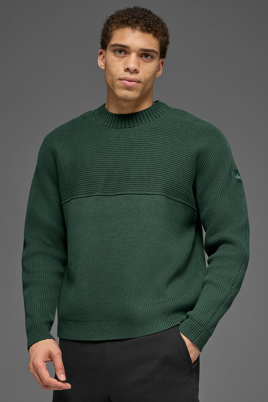 Domain Shift Rib Knit Sweater Crew - Clover Green — photo 3