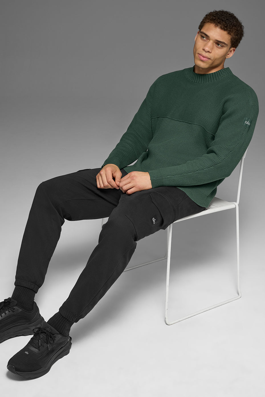 Domain Shift Rib Knit Sweater Crew - Clover Green — photo 5