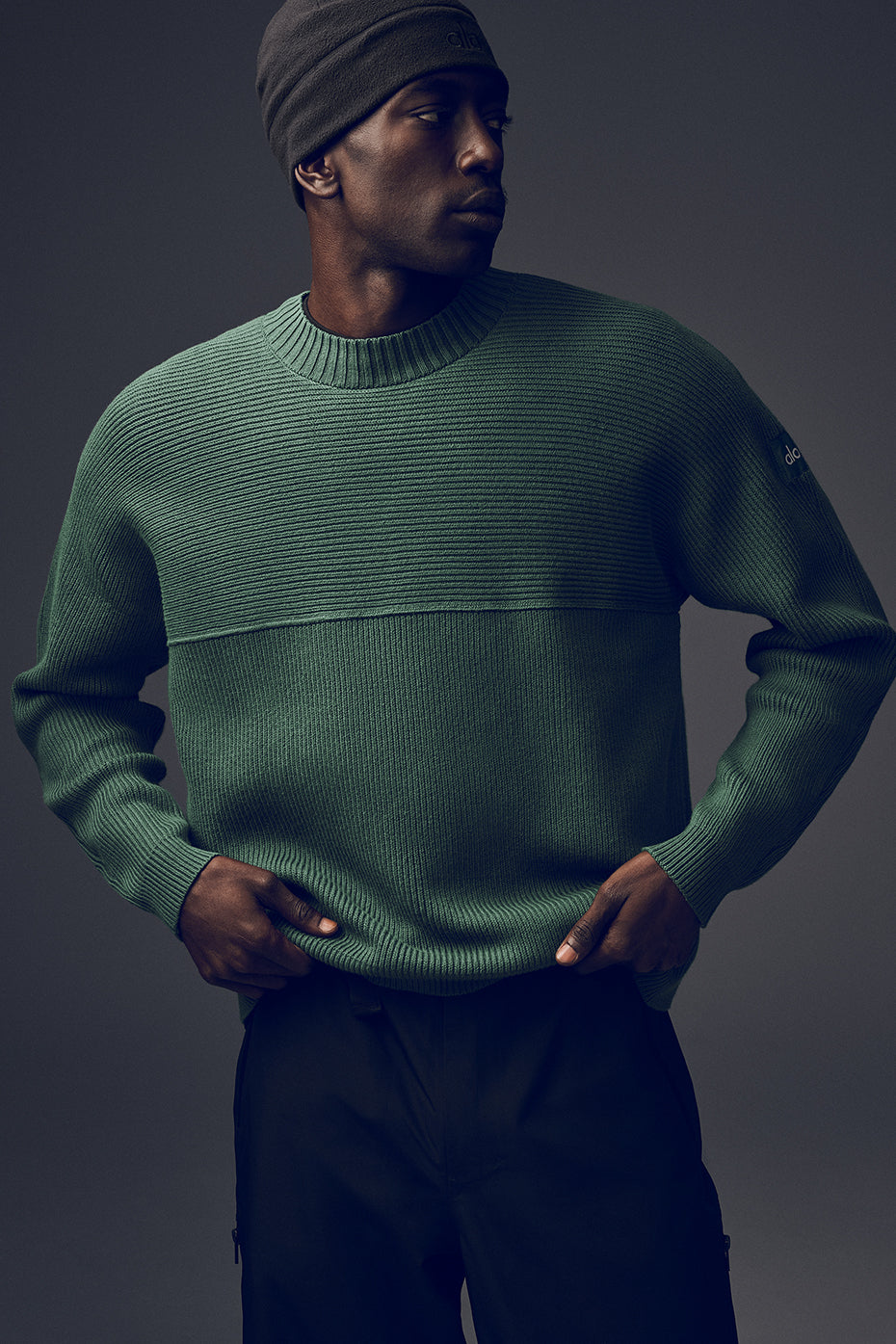 Domain Shift Rib Knit Sweater Crew - Clover Green — photo 1