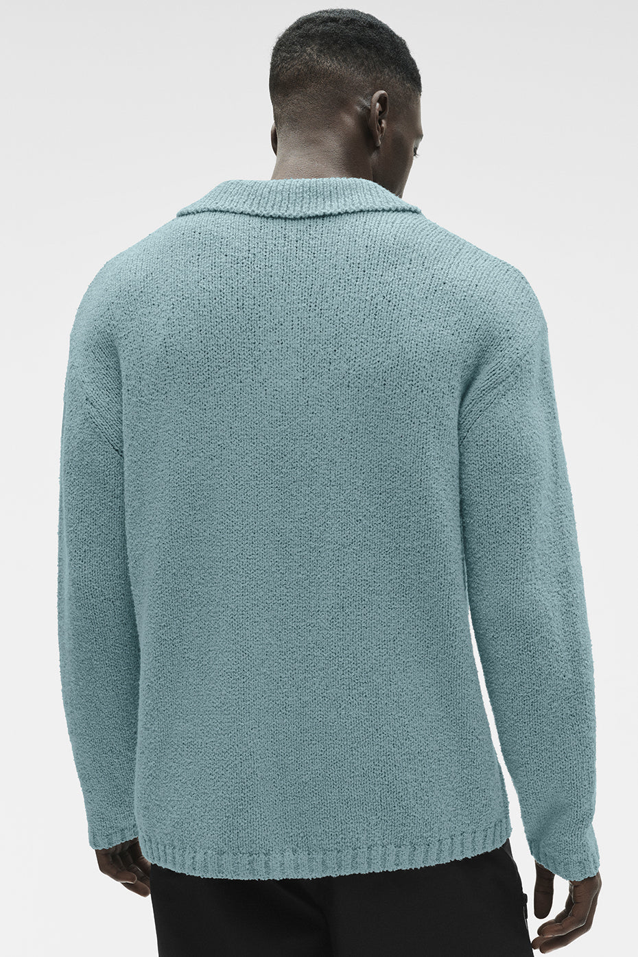 Textured Knit Long Sleeve Polo - Desert Sage — photo 4