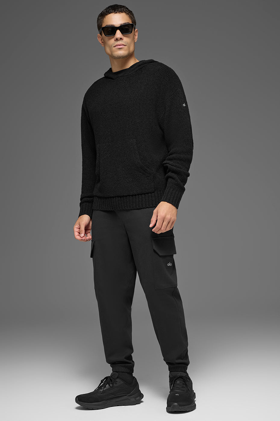 Textured Knit Hoodie - Black — photo 4