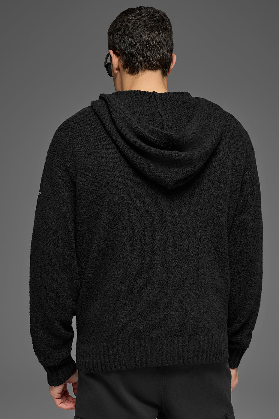 Textured Knit Hoodie - Black — photo 3