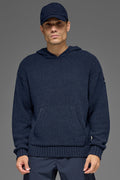 Textured Knit Hoodie - Navy — photo 1