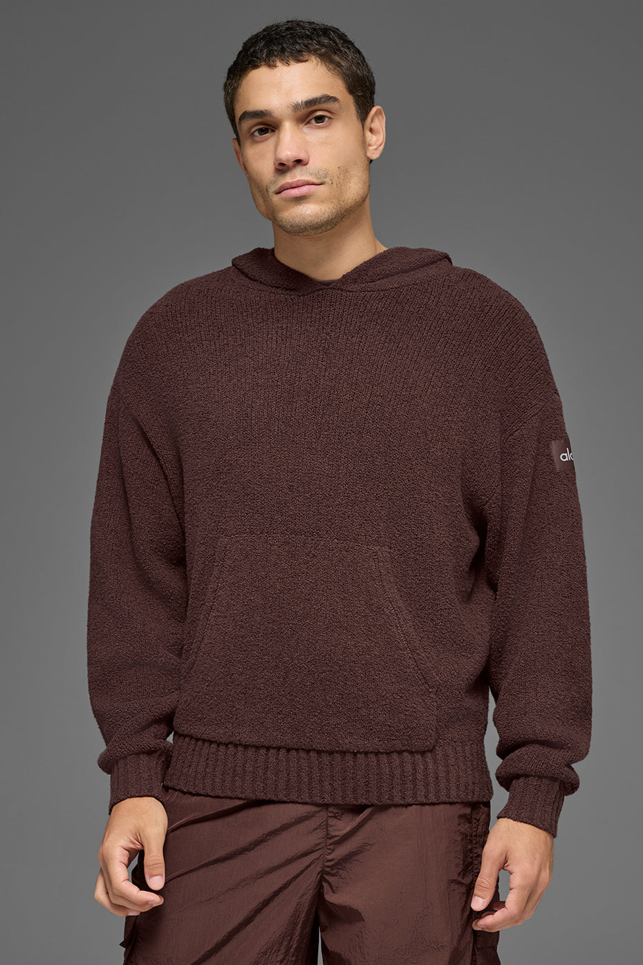 Textured Knit Hoodie - Brownstone — photo 1