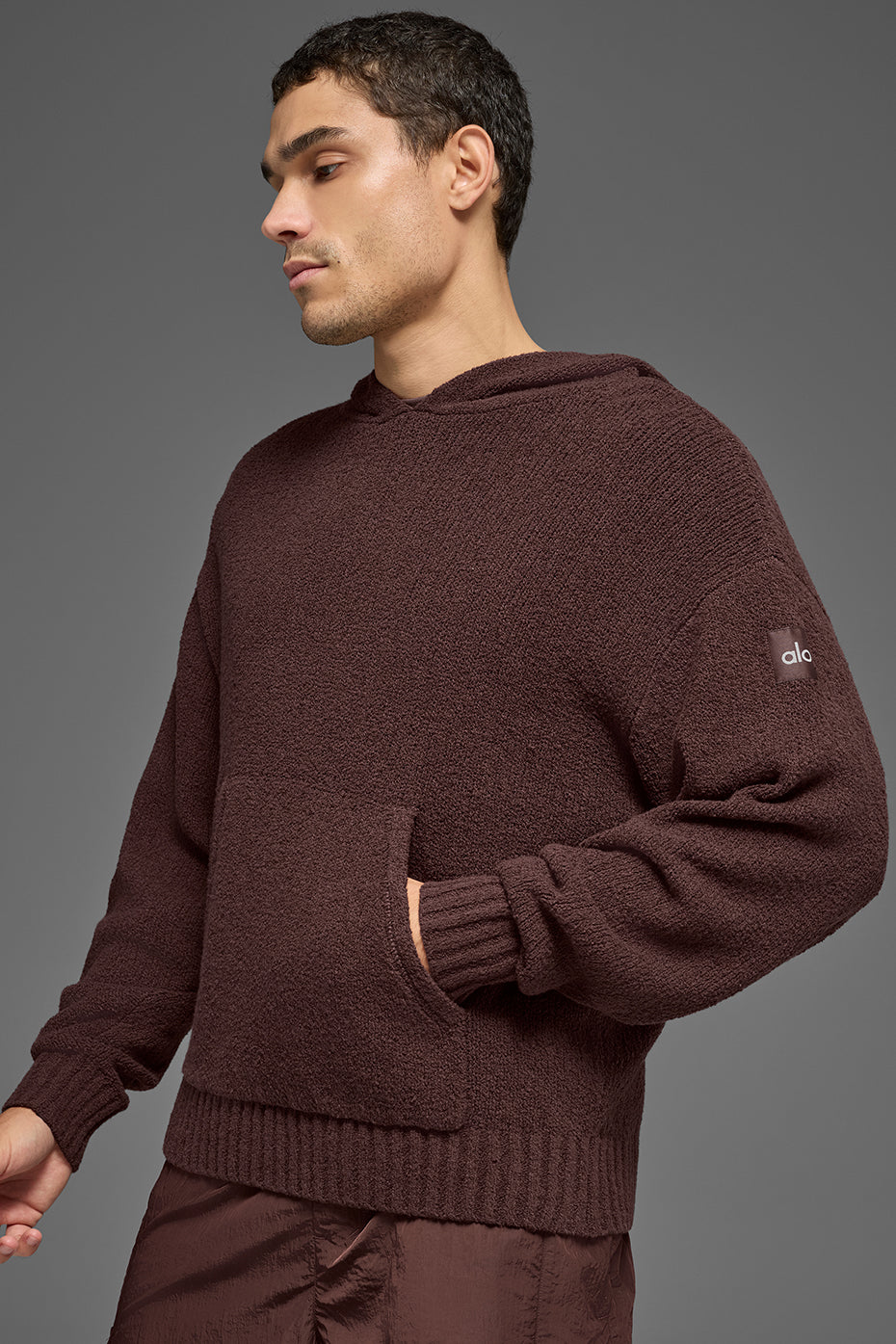 Textured Knit Hoodie - Brownstone — photo 3