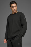 Waffle Lounge Long Sleeve Crew - Black — photo 4