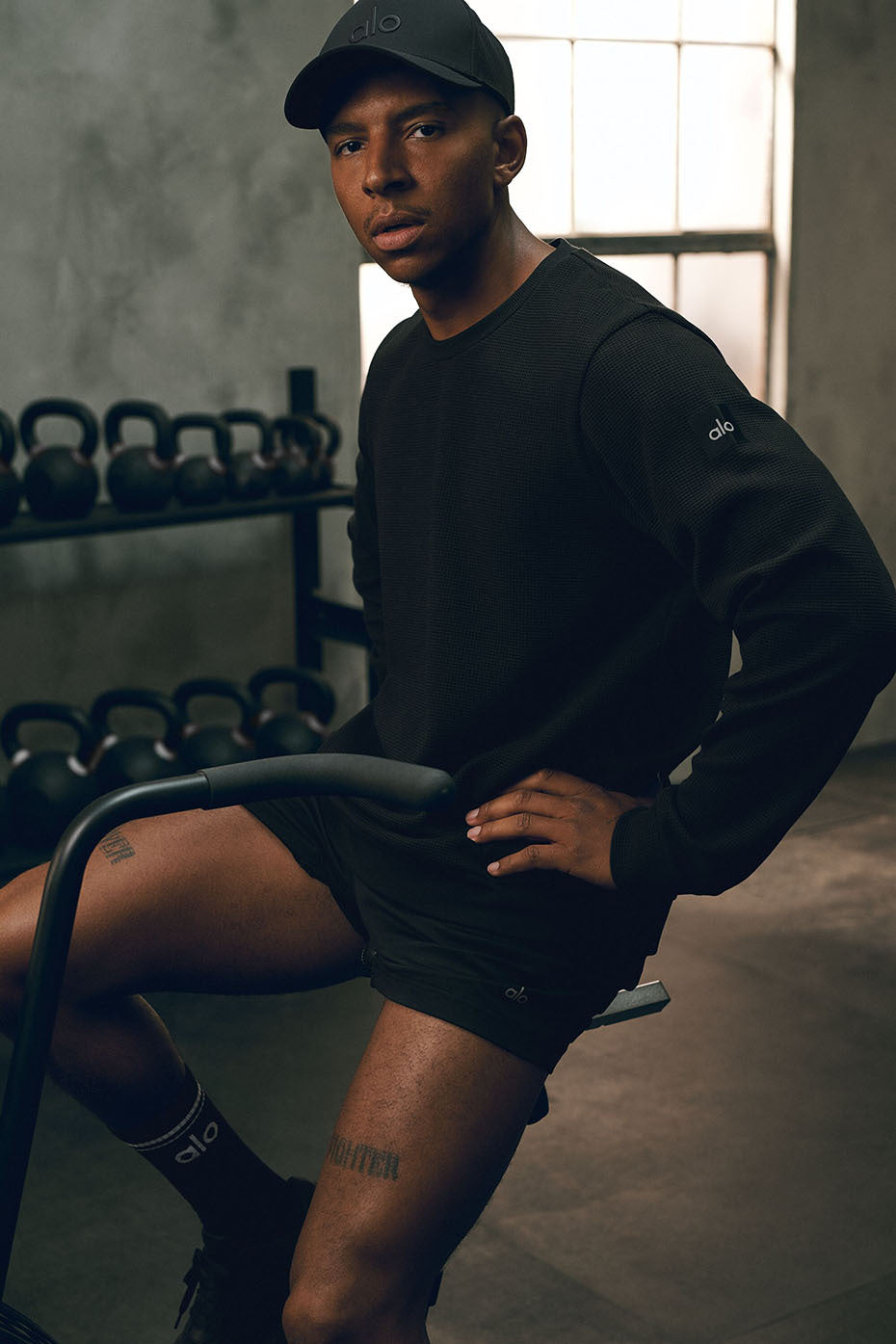 Waffle Lounge Long Sleeve Crew - Black — photo 1