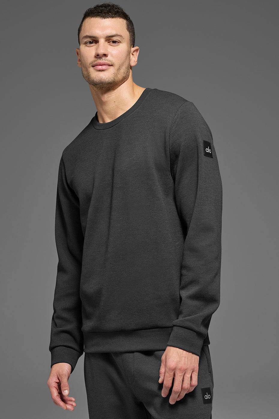 Waffle Lounge Long Sleeve Crew - Anthracite — photo 1