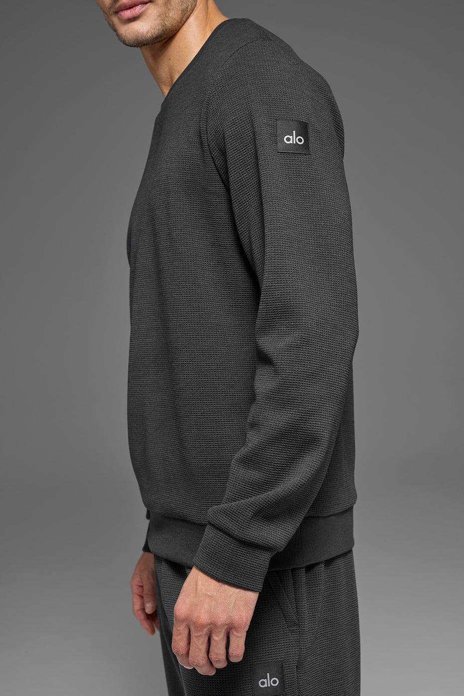 Waffle Lounge Long Sleeve Crew - Anthracite — photo 3