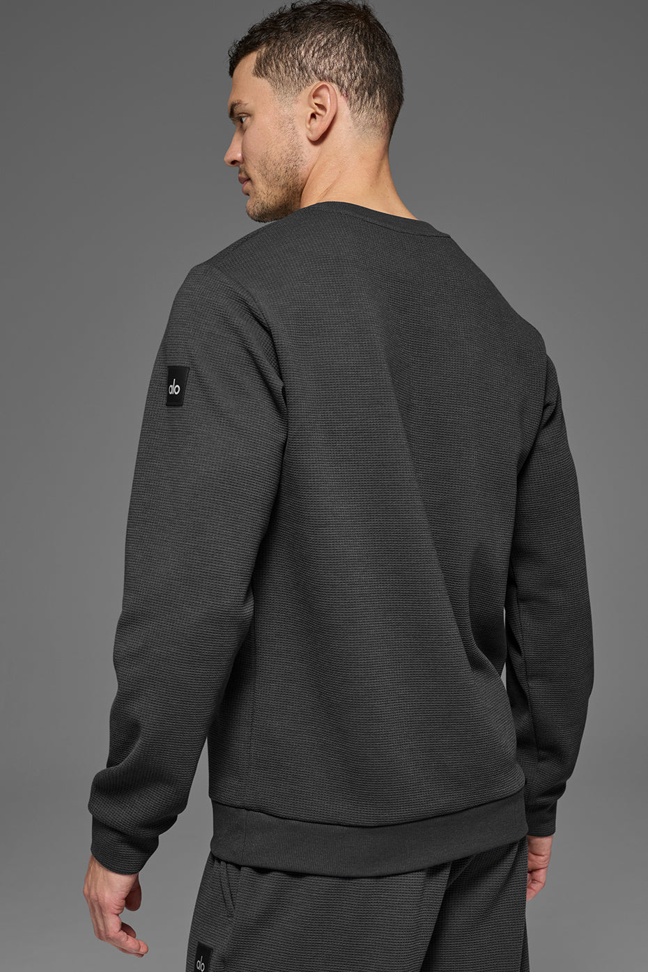 Waffle Lounge Long Sleeve Crew - Anthracite — photo 2