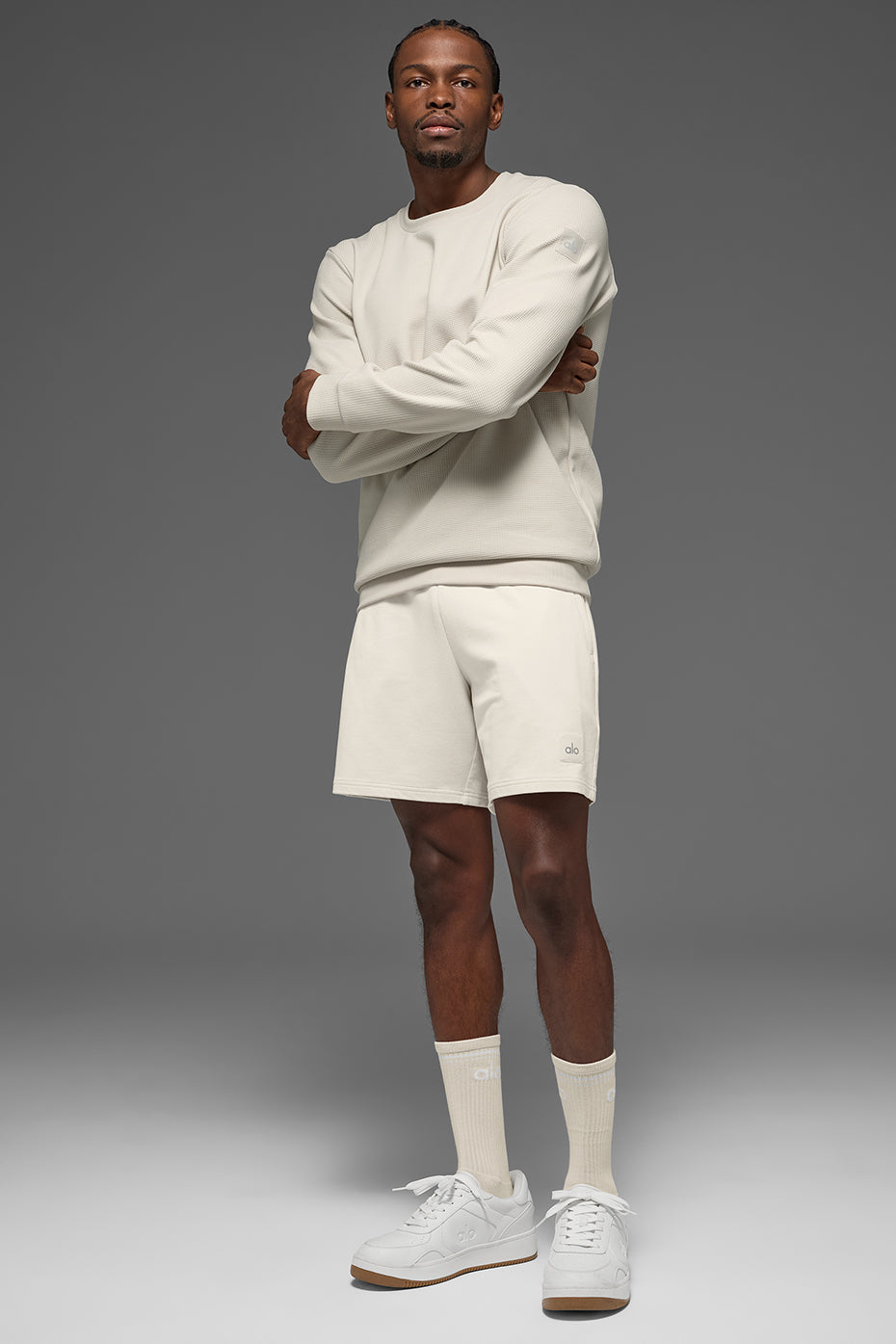 Waffle Lounge Long Sleeve Crew - Bone — photo 4