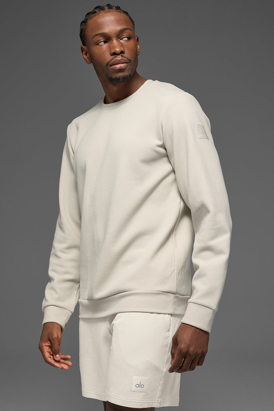 Waffle Lounge Long Sleeve Crew - Bone — photo 1