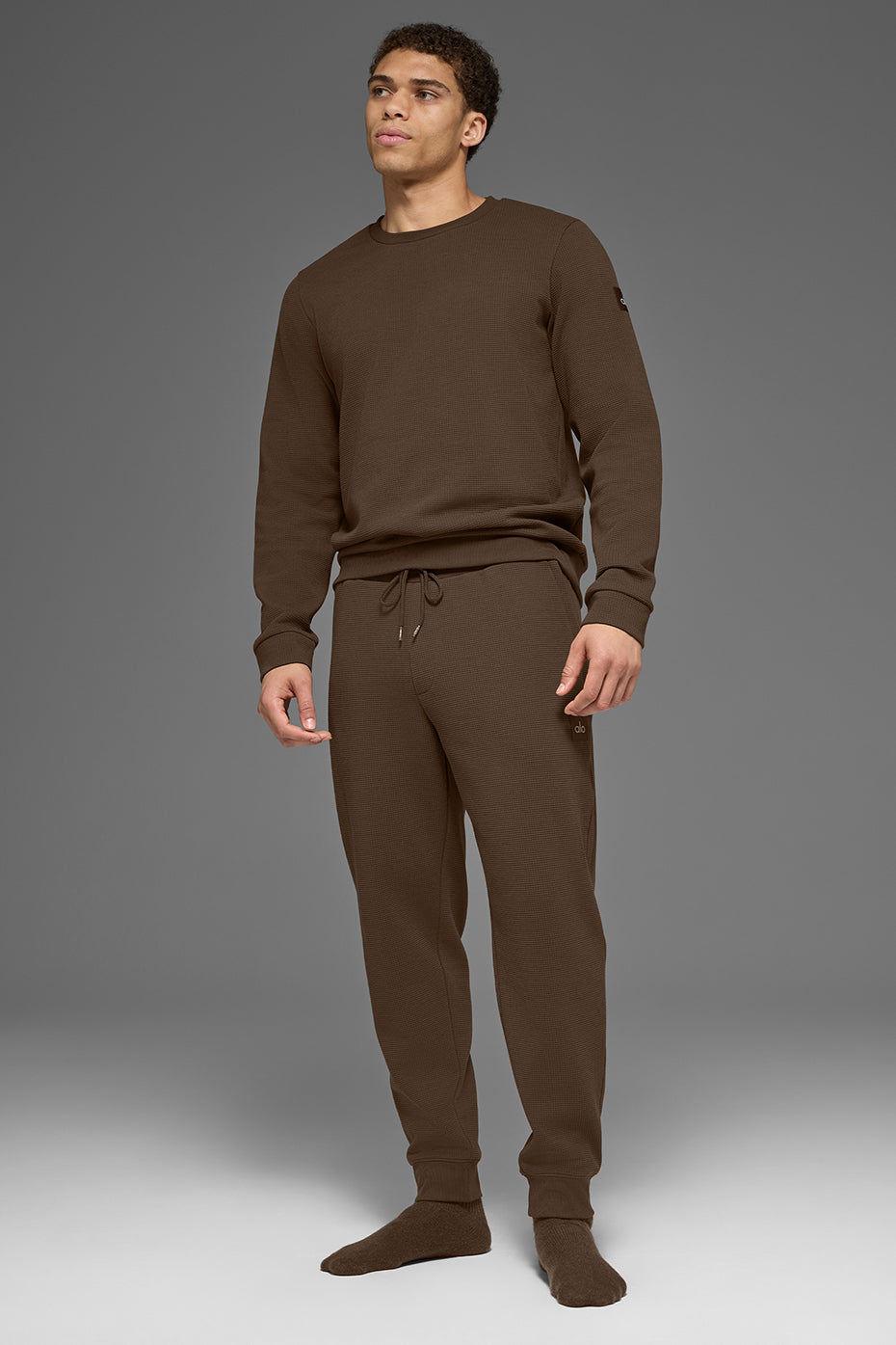 Waffle Lounge Long Sleeve Crew - Espresso — photo 6
