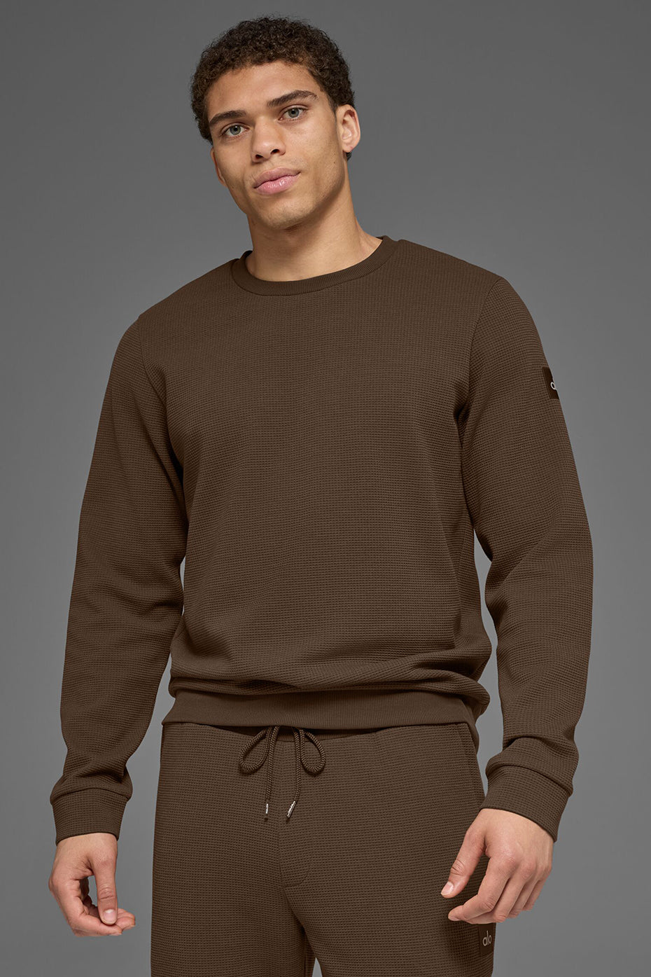 Waffle Lounge Long Sleeve Crew - Espresso — photo 3