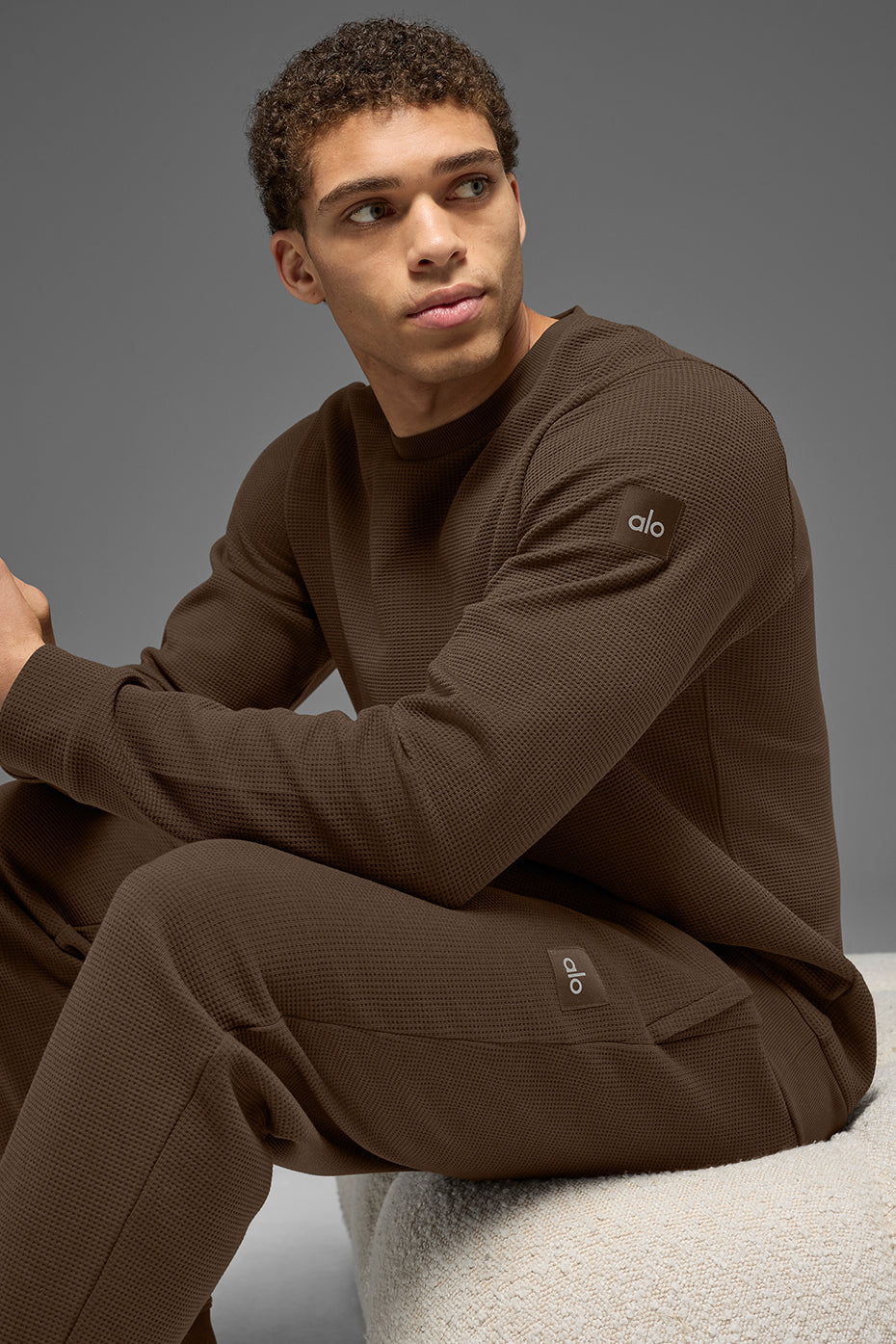 Waffle Lounge Long Sleeve Crew - Espresso — photo 5